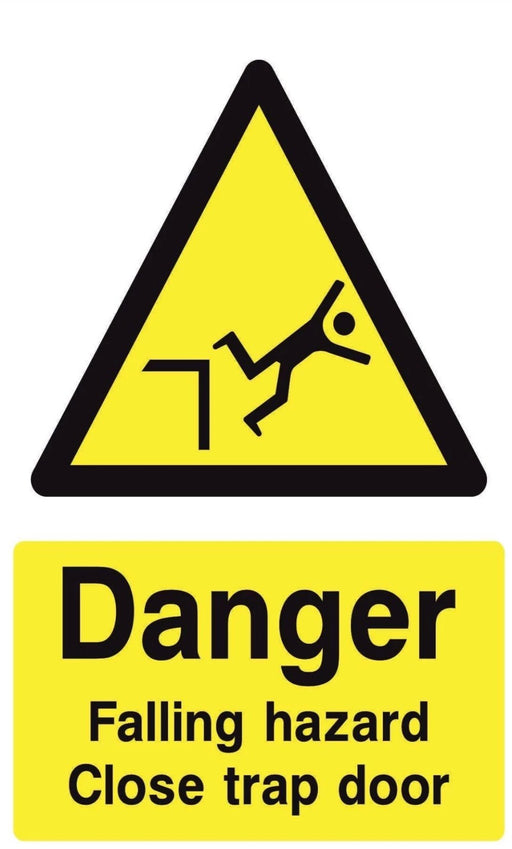 Danger Falling hazard Close trap door