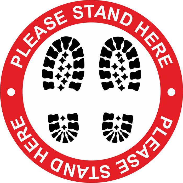 FLOOR STICKER - PLEASE STAND HERE - COVID 19 SOCIAL DISTANCING