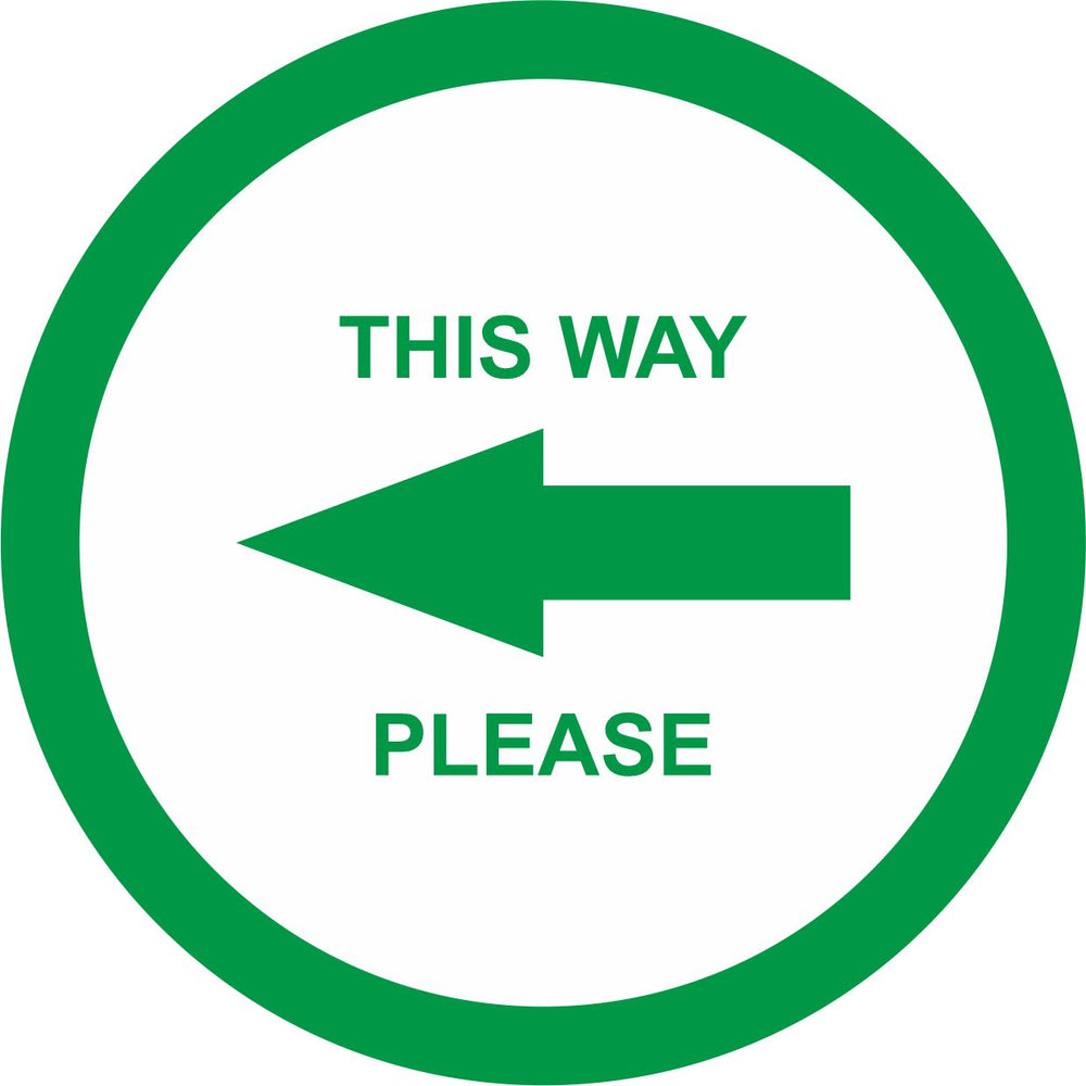 FLOOR STICKER - THIS WAY PLEASE - COVID 19 SOCIAL DISTANCING