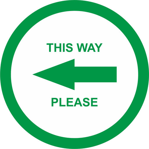 FLOOR STICKER - THIS WAY PLEASE - COVID 19 SOCIAL DISTANCING