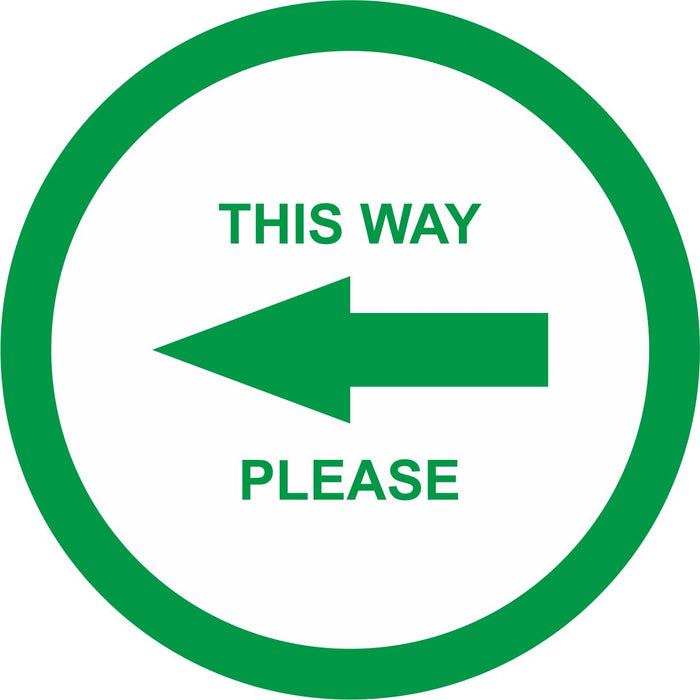 FLOOR STICKER - THIS WAY PLEASE - COVID 19 SOCIAL DISTANCING