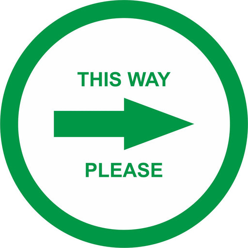 FLOOR STICKER - THIS WAY PLEASE - COVID 19 SOCIAL DISTANCING