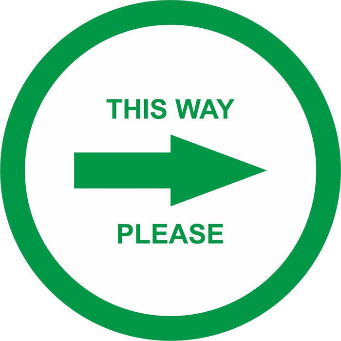 FLOOR STICKER - THIS WAY PLEASE - COVID 19 SOCIAL DISTANCING