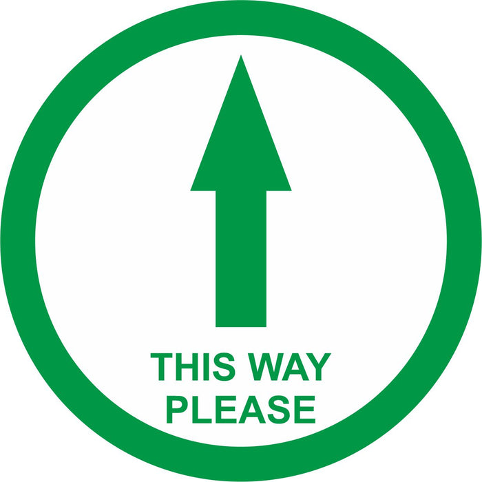 FLOOR STICKER - THIS WAY PLEASE - COVID 19 SOCIAL DISTANCING