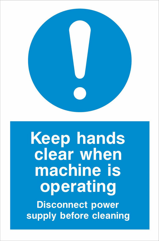 Keep hands clear when machine is operating