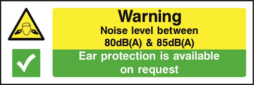 Warning Noise level between 80dB(A) and 85dB(A)