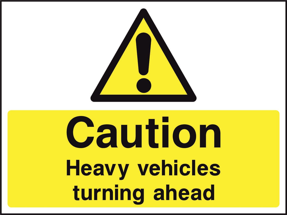 Caution Heavy vehicles turning ahead