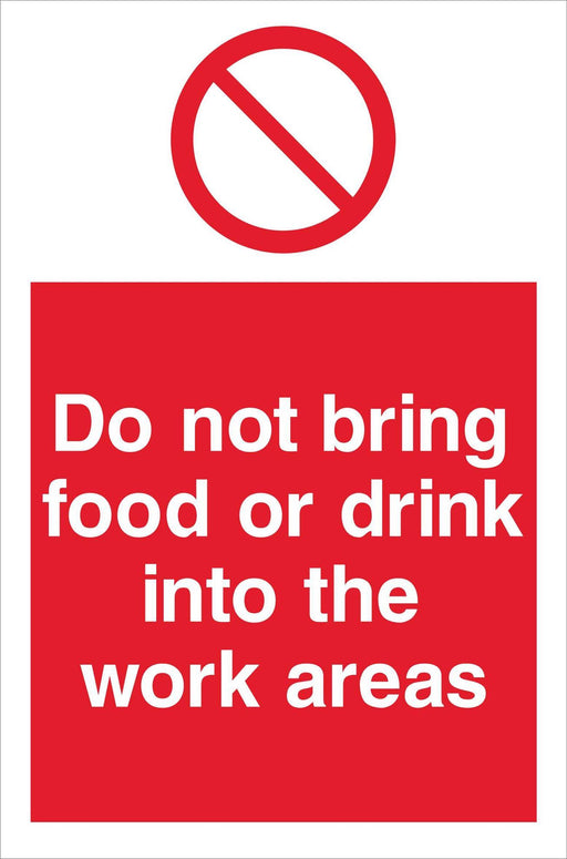 Do not bring food or drink into the work areas