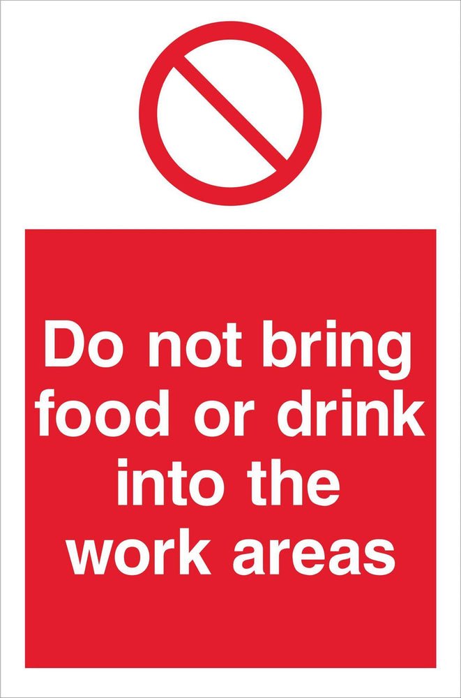 Do not bring food or drink into the work areas