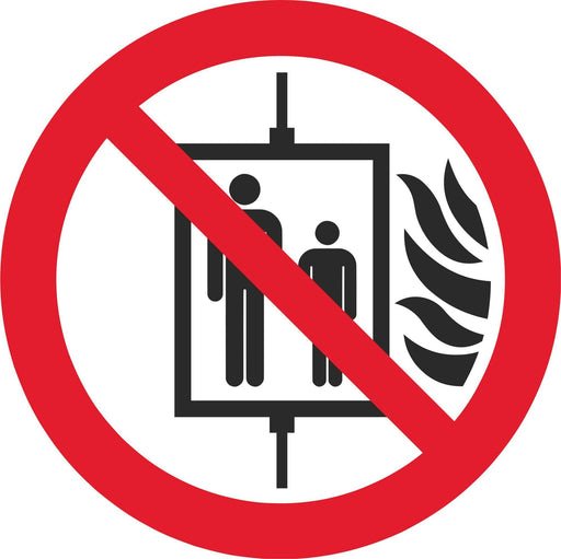Do not use lift in the event of fire - Symbol sticker sheet