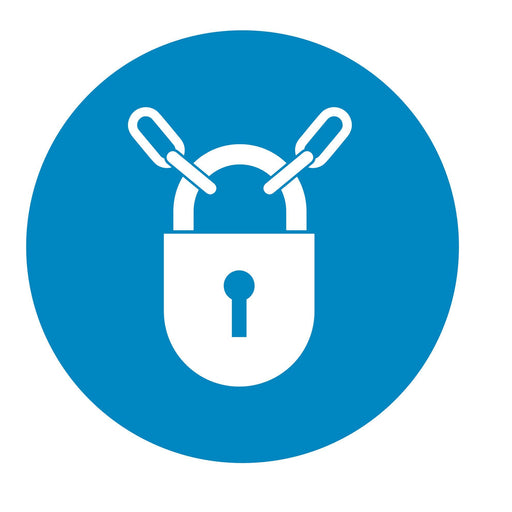 Always keep locked - Symbol sticker sheet supplied as per image shown