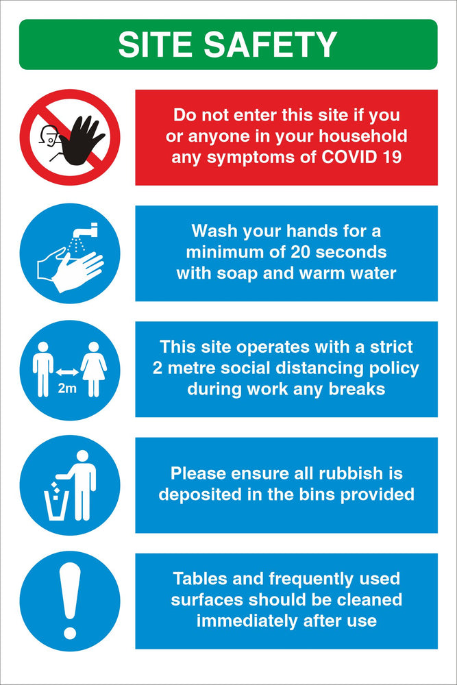 CONSTRUCTION SITE BANNER - SITE SAFETY - COVID 19 SOCIAL DISTANCING