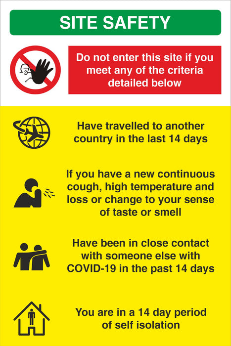 CONSTRUCTION SITE BANNER - SITE SAFETY - COVID 19 SOCIAL DISTANCING