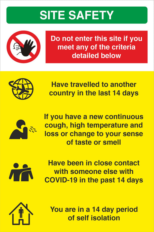 CONSTRUCTION SITE BANNER - SITE SAFETY - COVID 19 SOCIAL DISTANCING