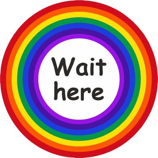 PACK OF 10 SCHOOL FLOOR STICKERS RAINBOW WAIT HERE  - COVID 19 SOCIAL DISTANCING