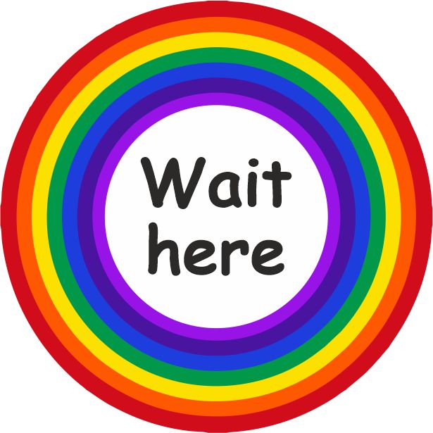 PACK OF 10 SCHOOL FLOOR STICKERS RAINBOW WAIT HERE  - COVID 19 SOCIAL DISTANCING
