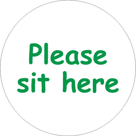 PACK OF 10 SCHOOL FLOOR STICKERS PLEASE SIT HERE  - COVID 19 SOCIAL DISTANCING