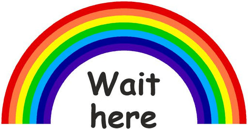 PACK OF 10 SCHOOL FLOOR STICKERS RAINBOW WAIT HERE - COVID 19 SOCIAL DISTANCING