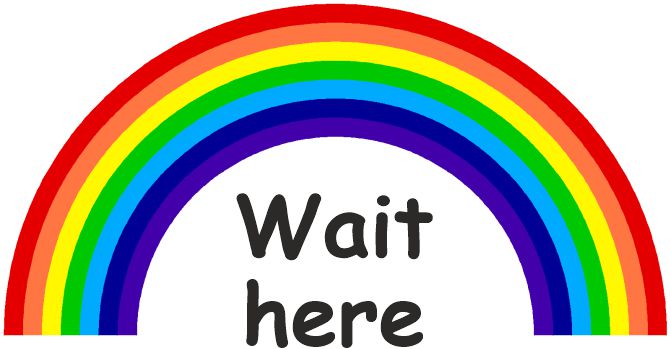 PACK OF 10 SCHOOL FLOOR STICKERS RAINBOW WAIT HERE - COVID 19 SOCIAL DISTANCING