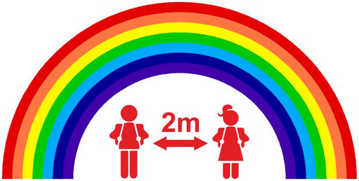 PACK OF 10 SCHOOL FLOOR STICKERS RAINBOW 2M APART - COVID 19 SOCIAL DISTANCING