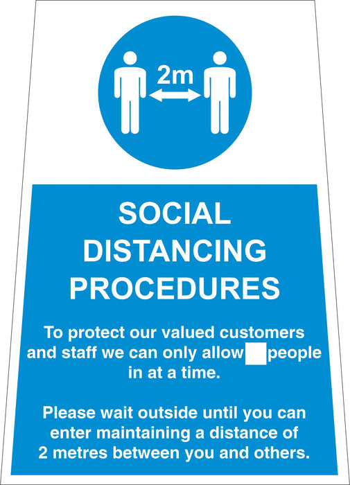 A-FRAME FLOOR SIGN - SOCIAL DISTANCING PROCEDURES - COVID 19 SOCIAL DISTANCING SIGNS