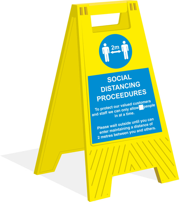 A-FRAME FLOOR SIGN - SOCIAL DISTANCING PROCEDURES - COVID 19 SOCIAL DISTANCING SIGNS