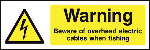 Warning Beware of overhead electric cables when fishing