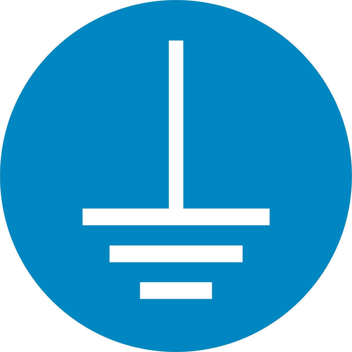 Connect an earth terminal to the ground - Symbol sticker sheet supplied as per image shown