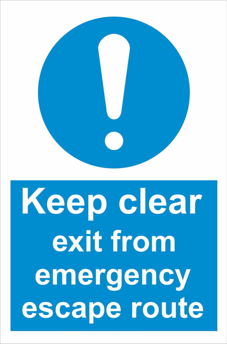 Keep clear exit from emergency escape route