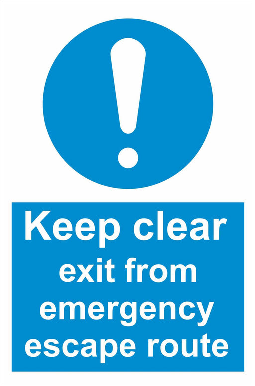 Keep clear exit from emergency escape route