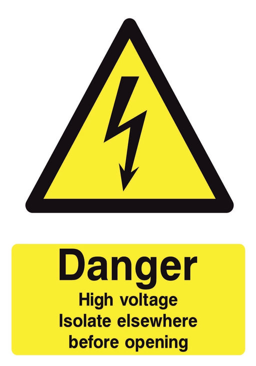 DANGER High voltage isolate elsewhere before opening