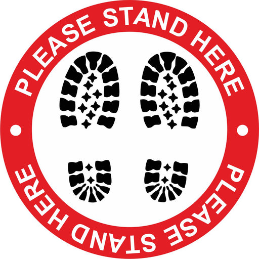 FLOOR STICKER - PLEASE STAND HERE - COVID 19 SOCIAL DISTANCING