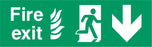 Fire Exit - Running Man Right - Arrow Down - NHS COMPLIANT