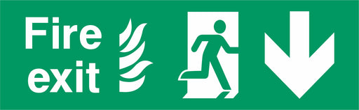 Fire Exit - Running Man Right - Arrow Down - NHS COMPLIANT