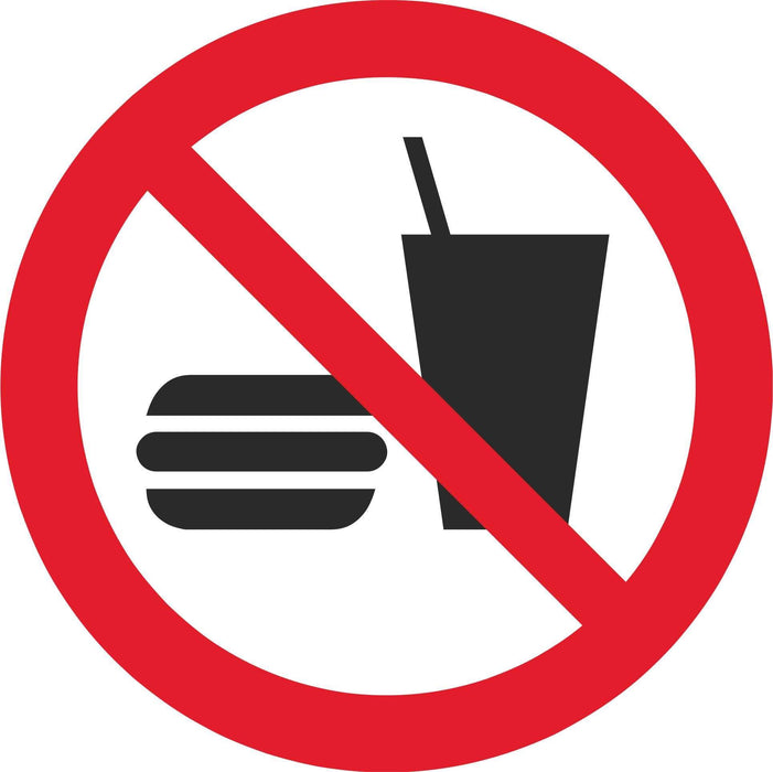 No eating or drinking - Symbol sticker sheet