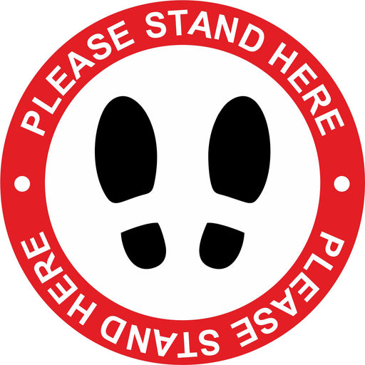 FLOOR STICKER - PLEASE STAND HERE - COVID 19 SOCIAL DISTANCING