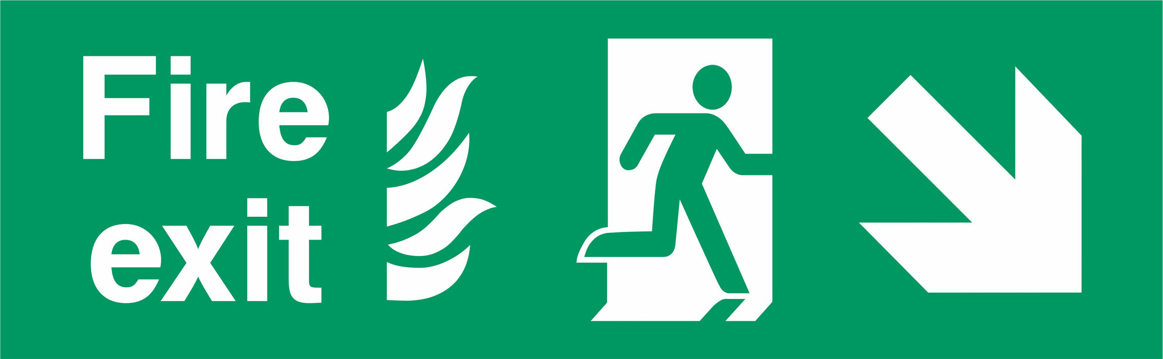 Fire Exit - Running Man Right - Right Down Arrow - NHS COMPLIANT