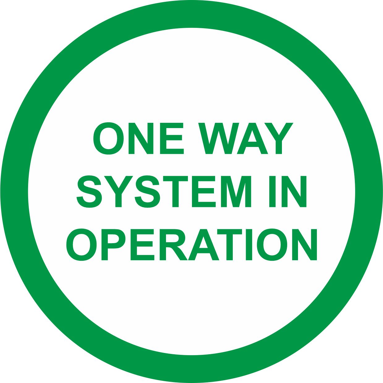 FLOOR STICKER - ONE WAY SYSTEM IN OPERATION  - COVID 19 SOCIAL DISTANCING
