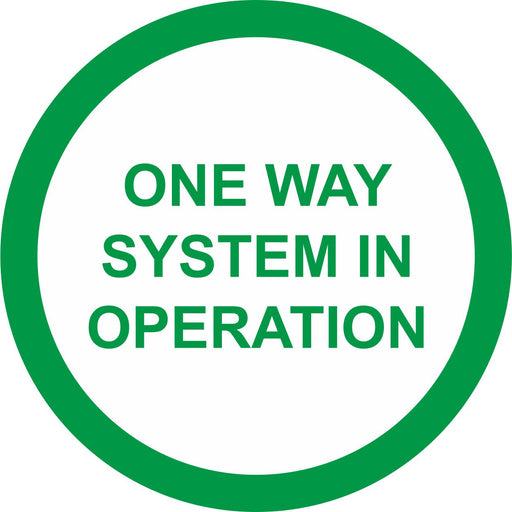 FLOOR STICKER - ONE WAY SYSTEM IN OPERATION  - COVID 19 SOCIAL DISTANCING