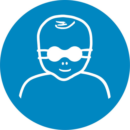 Protect infants' eyes with opaque eye protection - Symbol sticker sheet supplied as per image shown