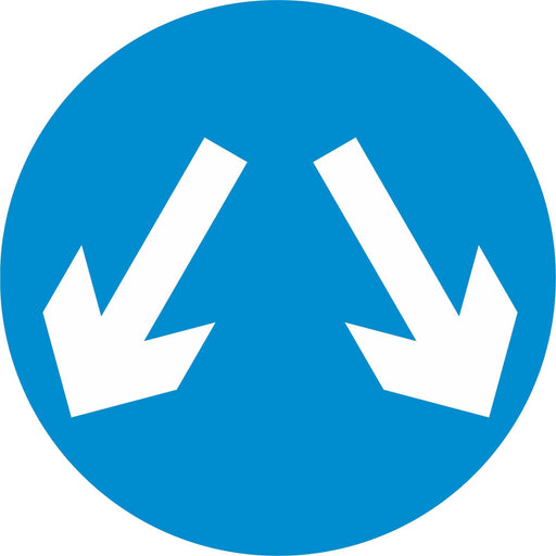Vehicles may pass either side to reach same destination - Road Traffic Sign