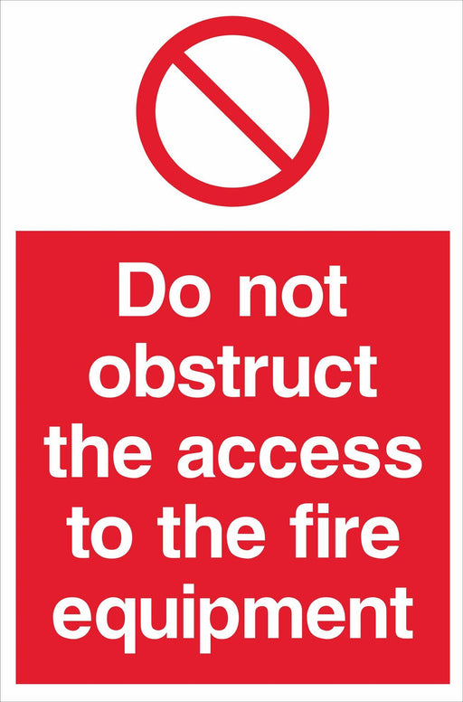 Do not obstruct the access to the fire equipment