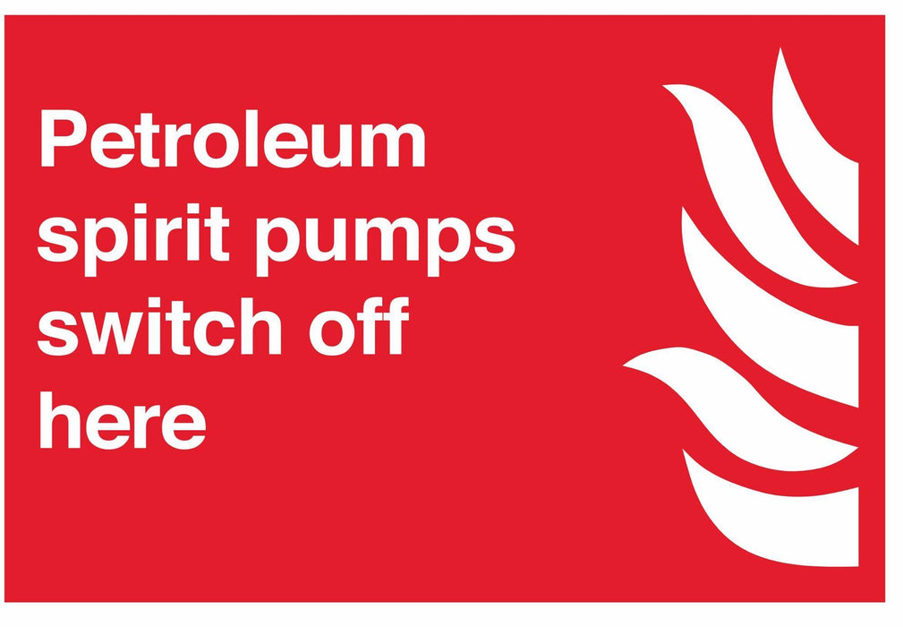 Petroleum spirit pumps switch off here
