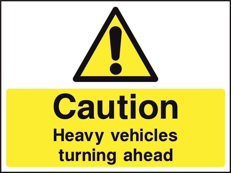 Caution Heavy vehicles turning ahead