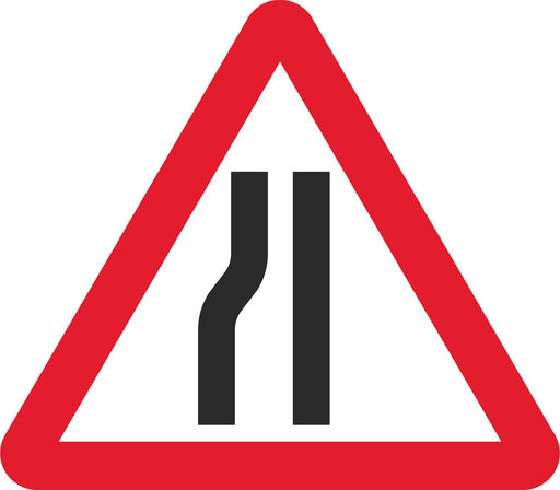 Road Narrows on Left - Road Traffic Sign