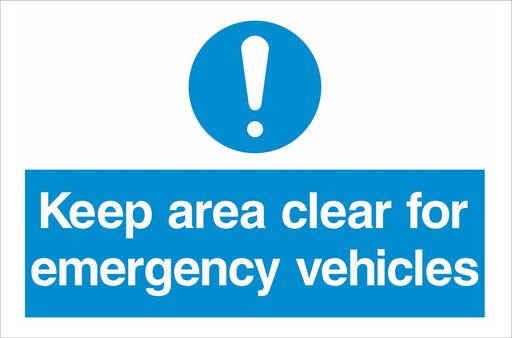 Keep area clear for emergency vehicles