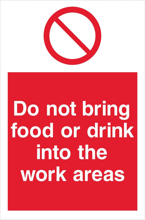 Do not bring food or drink into the work areas