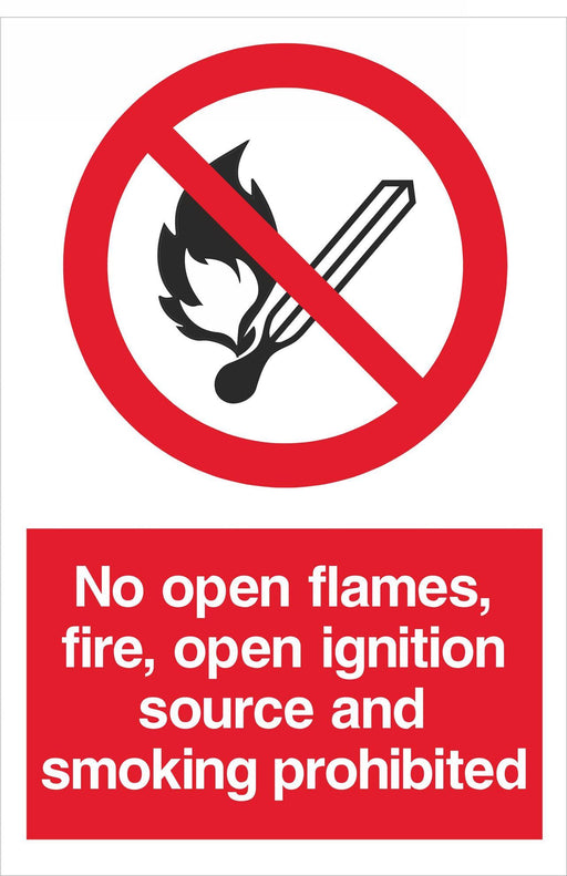 No open flames, fire, open ignition source smoking prohibited