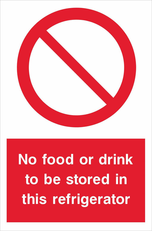 No food or drink to be stored in this refrigerator