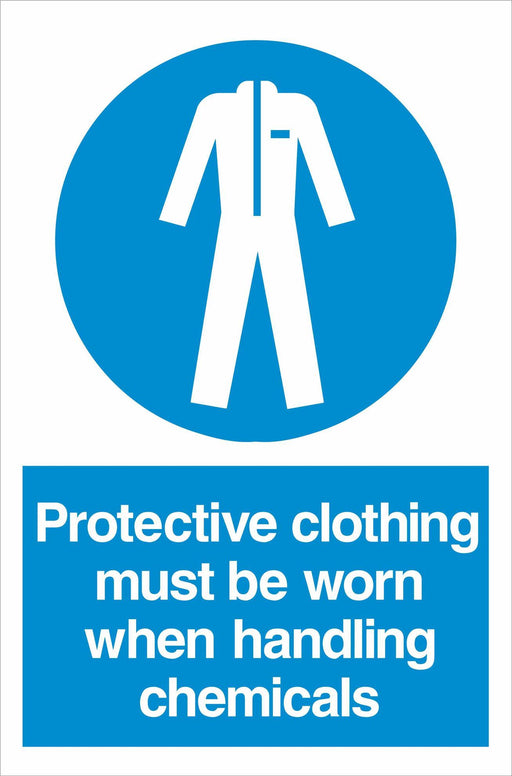 Protective clothing must be worn when handling chemicals